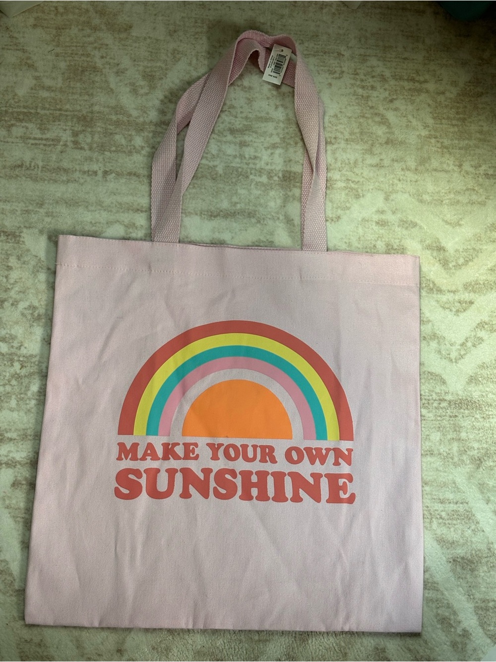 Old Navy Pink Tote with Rainbow "Make Your Own Sunshine"